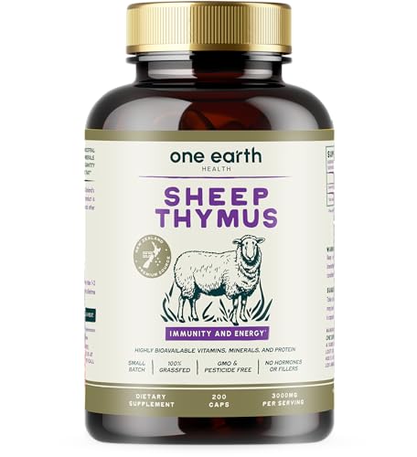 One Earth Health Grass Fed Thymus - New Zealand Sourced Thymus. 3 000mg per Serving 200 Count
