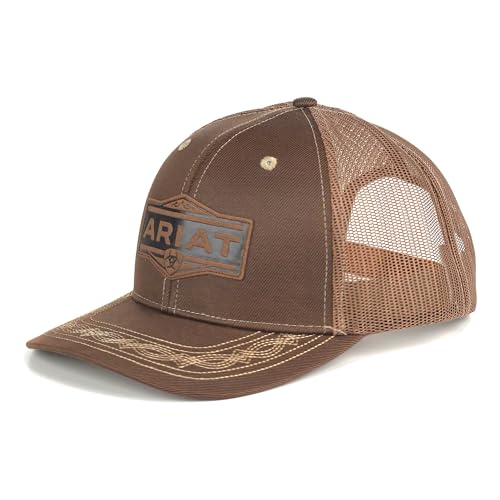 ARIAT Men's Structured Vintage Shield Logo Cap with Mesh Back and Snap Back Closure