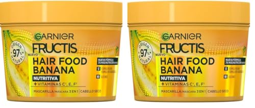 Garnier Fructis Hair Food Mascarilla Banana 3 en 1 - 400 ml (Paquete de 2)