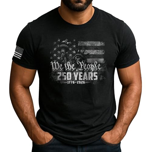 GritSon 250 Anniversary USA Shirt American Flag Shirts for Men Patriotic Shirts for Men 2 (Black-M)
