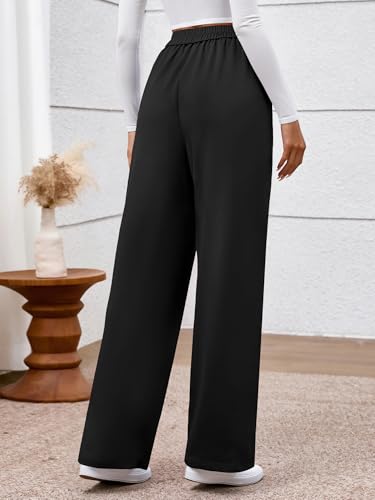BTFBM Work Dress Pants Women Wide Leg Trousers High Waisted Business Casual Outfits Stretchy Comfy Lounge Palazzo Pants(Black, Large)3