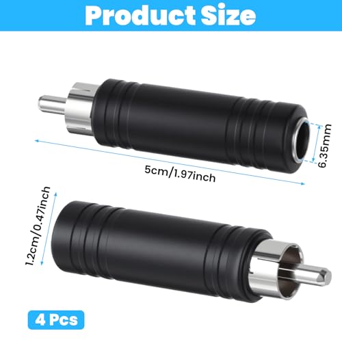 Adaptador 6.35mm a RCA Pack x4 miniatura 2