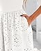 dowerme Women Summer Dresses 2025 Casual Sleeveless Crewneck A-Line Boho Lace Eyelet Cotton Tank Maxi Dress with Pockets(White,X-Large)