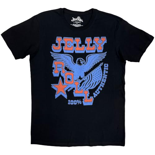 T-shirt Jelly Roll Eagle Flag Rock Off pour homme en coton noir