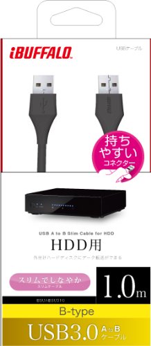 ?????? Buffalo Buffalo Universal Connector USB 3.0 A to B Slim Cable, Black, 3.3 ft (1 m) BSUABSU310BK