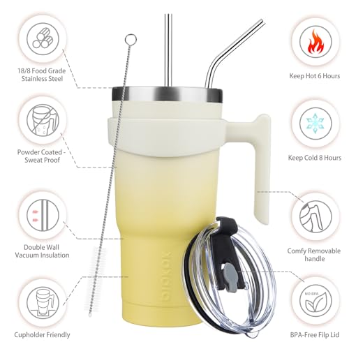 Image of BJPKPK 20 oz Tumbler with Handle & Straw, Insulated Stainless Steel Mug