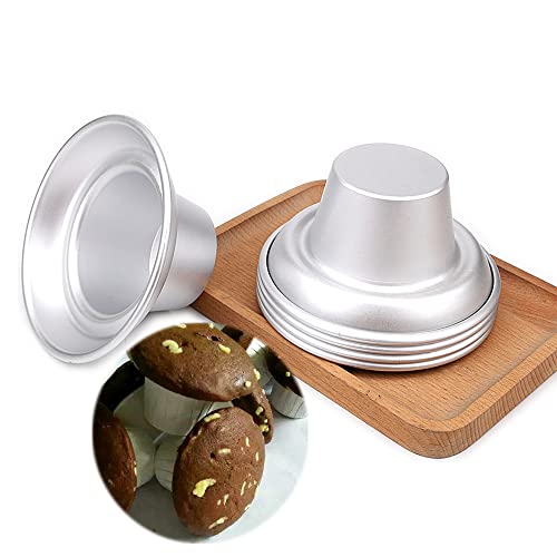 LoBake 5pcs 3 Sizes Round Mushroom Shape Aluminium Pudding Mold Muffin Cup Cake Tart Coconut Tarts Jelly Tin DIY Baking Tools (Medium Size)