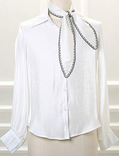 Allegra K Silk Like Ribbon Scarf Lace Embroidery Pure Skinny Neckerchief Long Narrow Waistband Hairband2