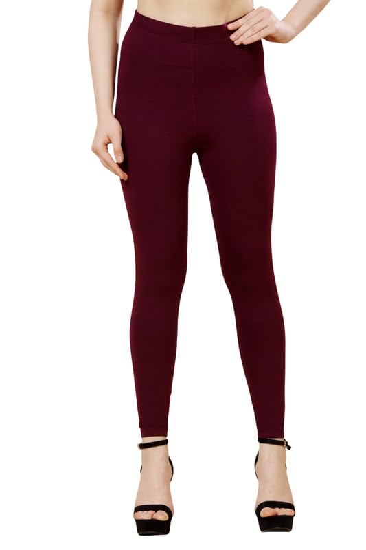 Premium Ankle Leggings for Women | 95% Cotton 5% Spandex | Butterfly Soft Cotton Blend | Superior Stretch & Comfort | Solid Colors-image-11