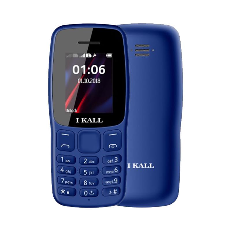 Image of IKALL K100 Mobile | Keypad Mobile Phone | 32MB RAM, 64MB Storage, Expandable 8GB | 1000 mAh Battery, Fast Charging | 1 Year Warranty | Bluetooth, FM Radio(1.8 Inch, Dual Sim, Royal Blue)
