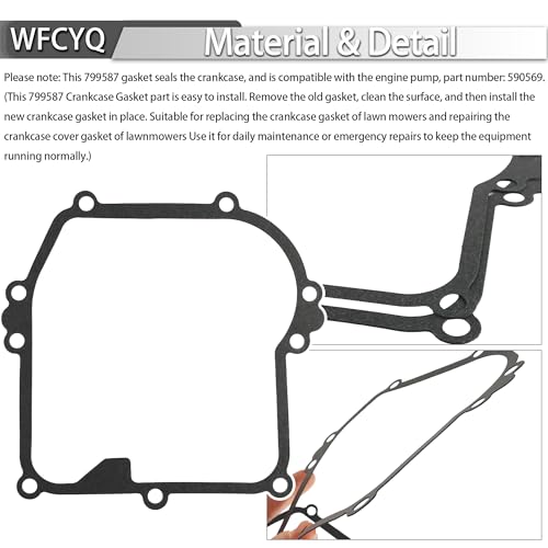 Image of Replace Crankcase Gasket Compatible with Briggs & Stratton 799587 Fits Model 08P000, 09P000 Engines (2 pcs)