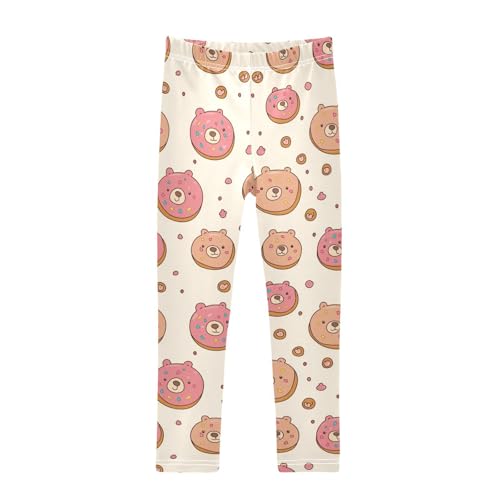 Wusikd Cute Doughnuts Girls' Leggings Toddler Doodles Bears Kids Yoga Pants Dance Active Tights 4T