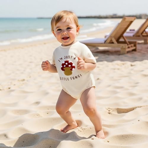 Newborn Baby Boy Girl Mushroom Bubble Romper Short Sleeve Tshirt Bodysuit Infant Summer One Piece Outfit2