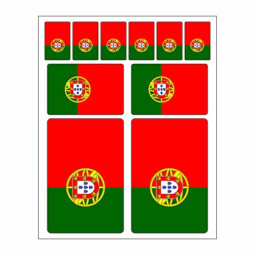 Generisch Juego de 10 pegatinas de bandera de Portugal, pegatinas para el coche