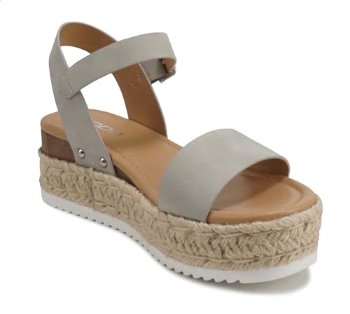 Image of Soda CLIP ~ Women Open Toe Ankle Strap Platform Espadrille Sandal