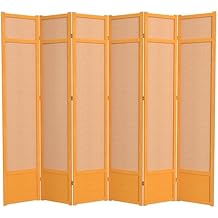 Red Lantern 7 ft. Tall Jute Shoji Screen - 6 Panel - Honey