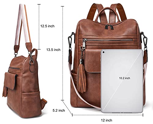 CASEEK Mochila feminina de couro: moda conversível feminina bolsa de ombro bolsa de viagem feminina
