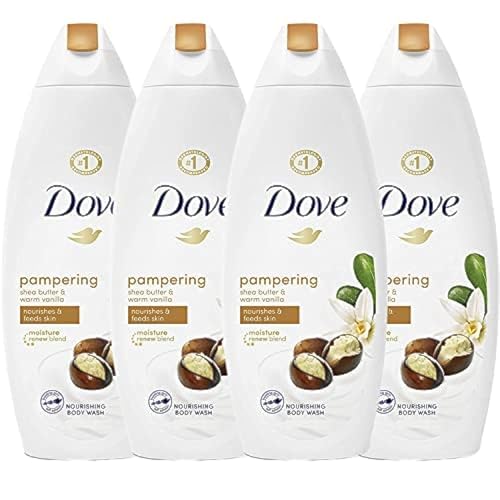 Dove Pampering Body Wash with Shea Butter and Vanilla, Skin Natural Moisturizers, 25.3 Ounce (Pack of 4)