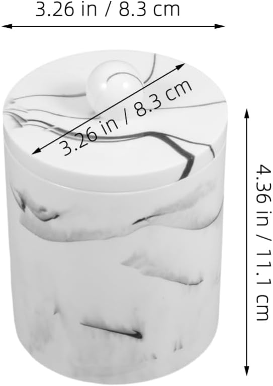 VOSAREA 2pcs Marble Pattern Cotton Swab Holder Lid Versatile Makeup Pads Box for Vanity Organizer Bathroom Storage for Cotton Pads and Toothpicks Elegant Design