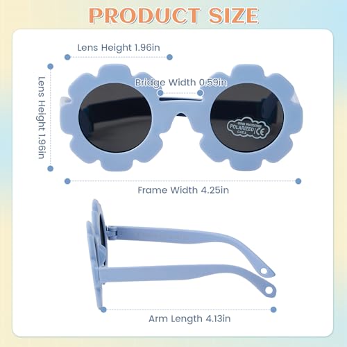 Komorebi Baby Girl Sunglasses with Strap Toddler Sunglasses Age 1-2 AdjustableFlower Design for Newborn Infant (0-24 Months)2