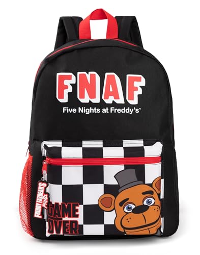 Five Nights at Freddy's Mochila | Mochila preta com alças ajustáveis | Bolsa escolar esportiva prática e organizada para meninas e meninos | Presentes de mercadorias de filmes da série de jogos FNAF