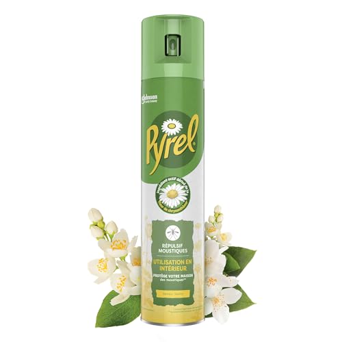 Pyrel Aérosol Répulsif Moustiques - Anti-Moustiques - Senteur Jasmin - Protection Longue Durée - 1 Aérosol
