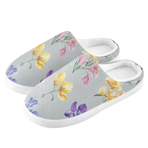 JUNZAN Safari Freesia Gray Women Home Cotton Slippers Lightweight Memory Foam Bedroom Shoes for Hospital Christmas Presents 6-74