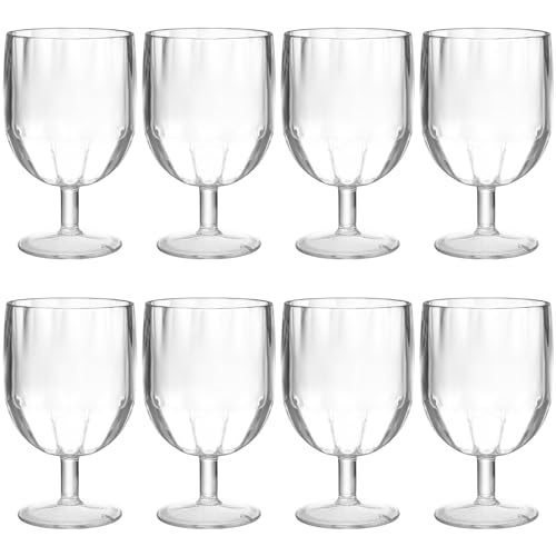 Suwimut 8 Pack Plastic Wine Glasses with Stem, 12 oz Unbreakable Clear Goblets Reusable Wine Cups, BPA-Free, Shatter-Proof for Patio, Poolside, Party, Picnic, Home, Bar, Outdoors, Camping