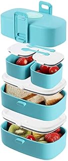 Leak-Proof, BPA-Free Stacking Bento Box Lunch Box with 4 Microwave-Safe, Sealed Compartments for Kids and Adults by Wagindd