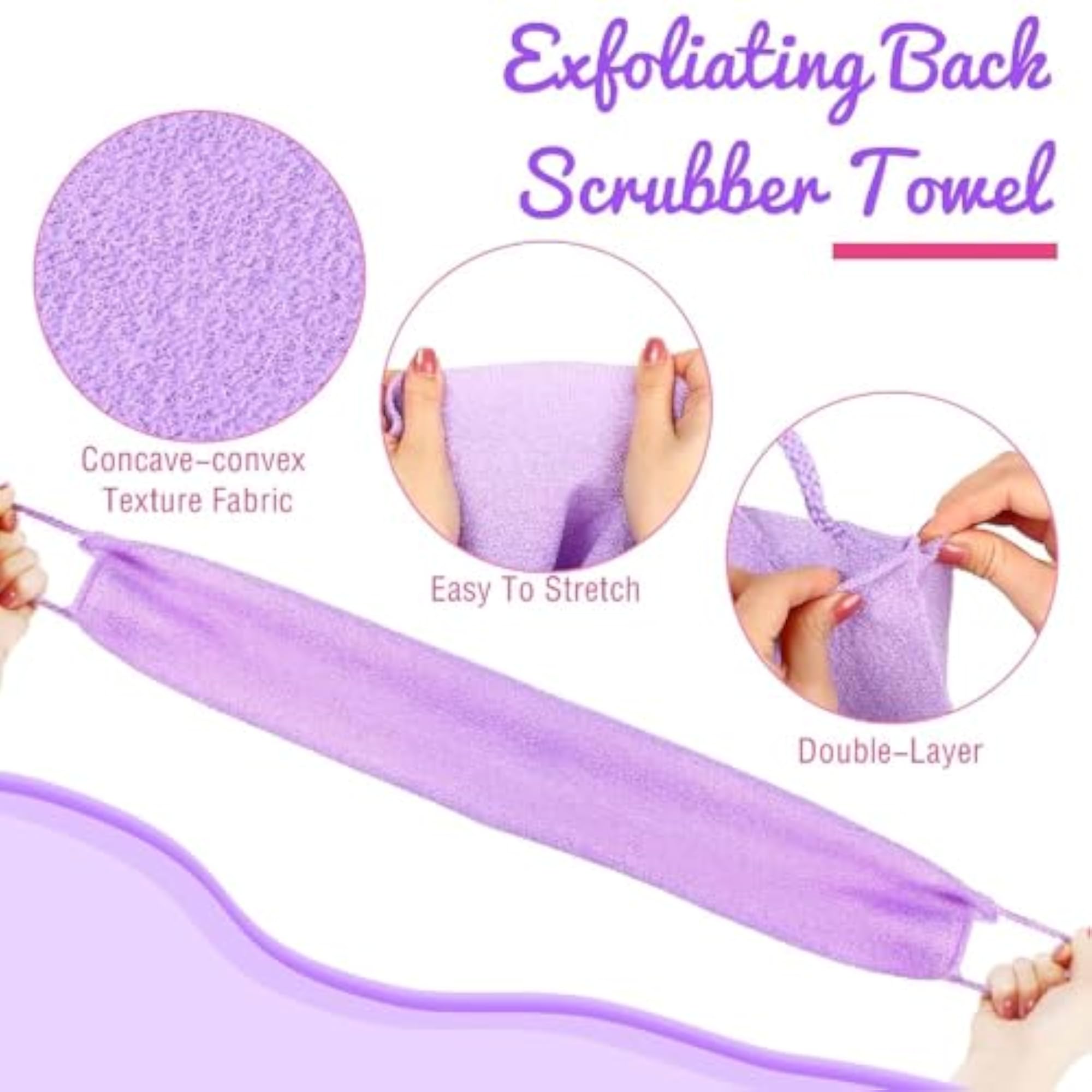 Stretchable Exfoliating Back Scrubber with Handle, Gift for Her