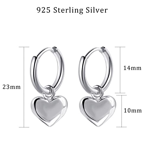 Heart Dangle Earrings Silver Earrings Hypoallergenic Heart Huggie Hoop Earring for Women Cute Earrings for Teen Gilrs2