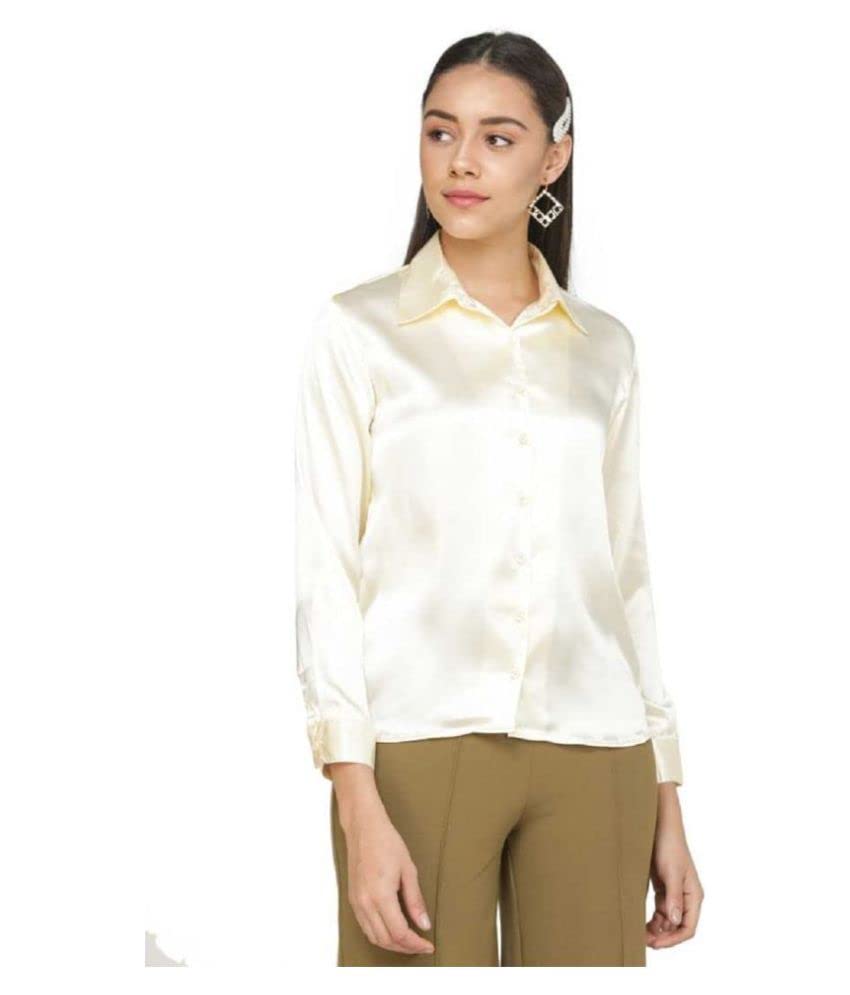 Image of Bowrain Satin Silk Fabric Spread Collar Full Sleeve Top Shirt for Women and Girl
