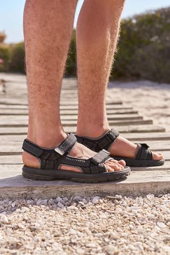 Mountain Warehouse Crete Mens Sandals - Durable Summer Shoes, Sturdy Grip, Cushioned Footbed, Neoprene Lined, Hook & Loop Straps Beach Shoes - For Spring Travel, Walking, Grey, 11 Uk - 2
