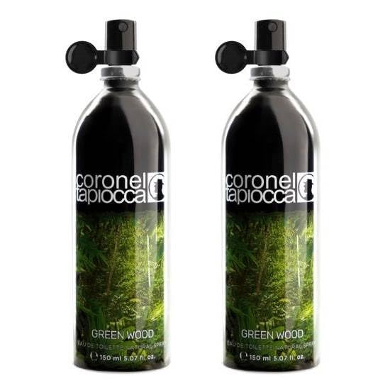 CORONEL TAPIOCCA - Green Wood, Colonia Hombre, Pack de 2 x 150 ml, Perfume Formato Spray, Eau de Toilette Natural y Masculina, Aroma Amaderada Frutal, Fragancia Fresca y de Larga Duración