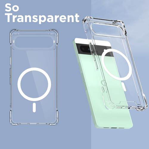 Image of Amazon Basics Back Cover for Google Pixel 6A 5G Mag-Safe Shockproof PC + TPU Protective Case Magnetic Support Bumper Case (Transparent Mag-Safe)