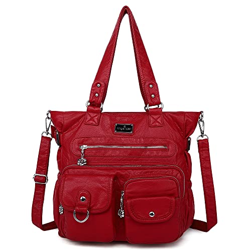 Image of Angelkiss Purses Handbags for Women PU Tote Satchel Bags for Women Pockets Shoulder Bags | PU