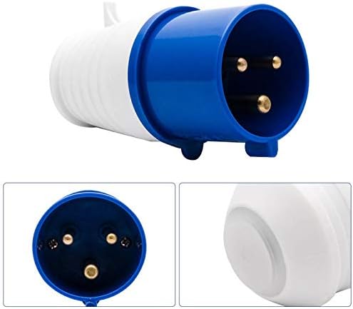 Close-up of MASO industrial plug pins and side view