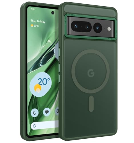 YINLAI for Google Pixel 7 Pro Magnetic Case [Compatible with Magsafe] Support Wireless Charging Slim Full Shockproof Case for Google Pixel 7 Pro Green