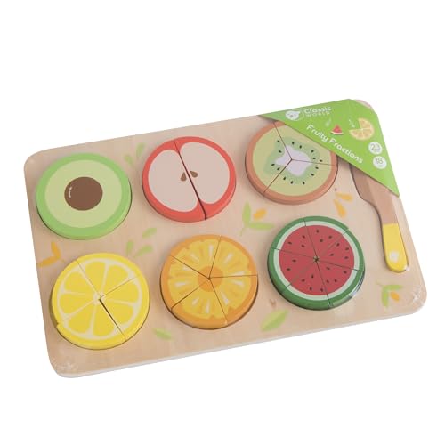 Classic World Fruity Fractions Wooden Fraction Game for Kids, Small