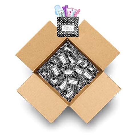 Black Treads Style Menstrual Kit All-in-One 50 Pack | Convenience on The Go | Period Kit Pack for Travelling or just When You’re Out | Individually Wrapped Feminine Hygiene Products Cover