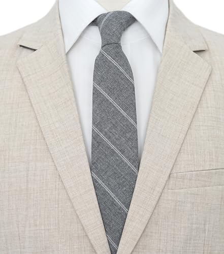 Image of BELLUNO Men's 2.5 inch Skinny Solid Cotton Linen Ties