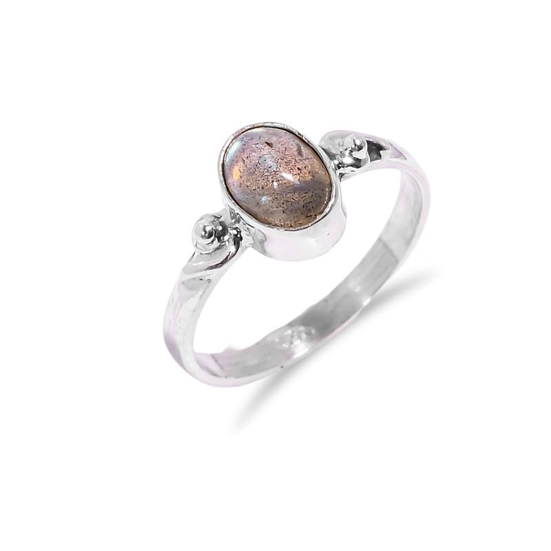 Bague en labradorite en argent 925 fait main au style minimaliste unique