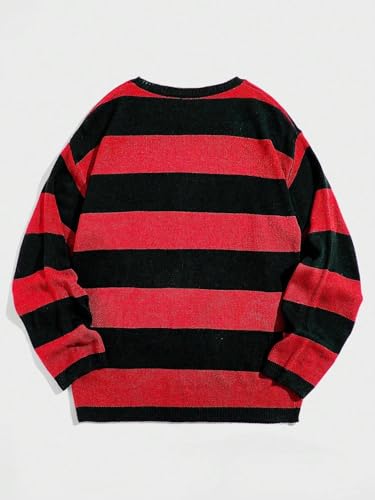 Men's Pullover Sweater Striped Colorblock Drop Shoulder Round Neck Sweaters2