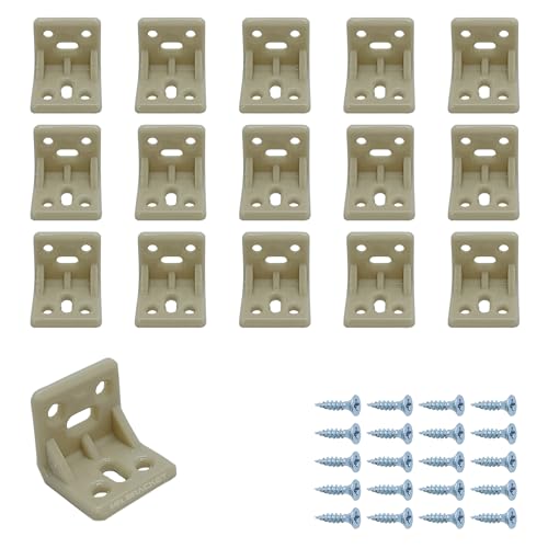 MR.Bracket 15 ad. Krem Plastik L Gönye Köşebent 25x25x30 mm - Mobilya Dolap Raf Çekmece Sehpa Sandalye Birleştirme Sabitleme Montaj Bağlantı Aparatı