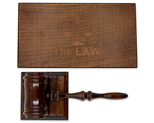 Kitchengear Premium Wooden Boxed Gavel & Square Sound Block Set - 10'' Inc Gavel And Square Shaped Sound Block - In Boxed Gavel For Lawyer Student Judge Aucti Meeting - Best Gift Idea Set #TOP6