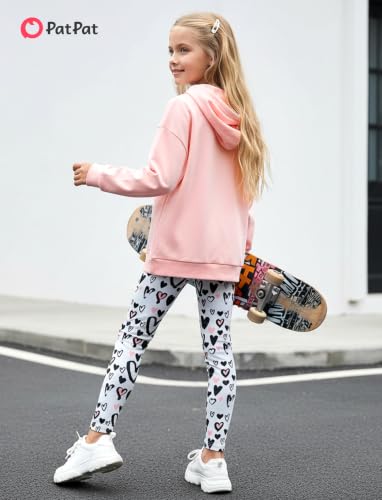Image of PATPAT Girls 2 Piece Outfits Long Sleeve Hoodie and Leggings Clothing Set Outfits for Girls 4-12Y Fall /Winter Outfits