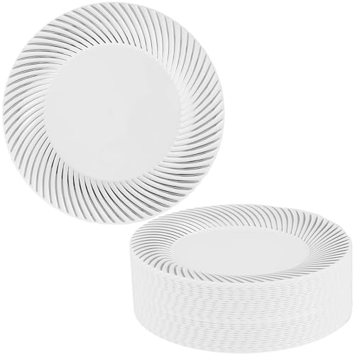 MATANA 40 Premium Weiße Plastik Dessertteller, Kleine Partyteller mit...