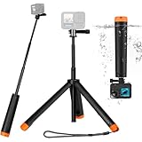 カメラ三脚 スマホ 三脚 防水 スポーツカメラアクセサリー 多機能型 深海撮影 拡張自撮り棒 自撮り棒三脚オールインワン 滑り止めグリップ浮力設計 陸海両用 goproHero13/12/11/10/9/8/7/6/5/4/3/3+ Insta360 ONE X2/X3/GO2/R Insta360 Go2MAX/Fusion AKASO DJI Osmo アクションカメラ