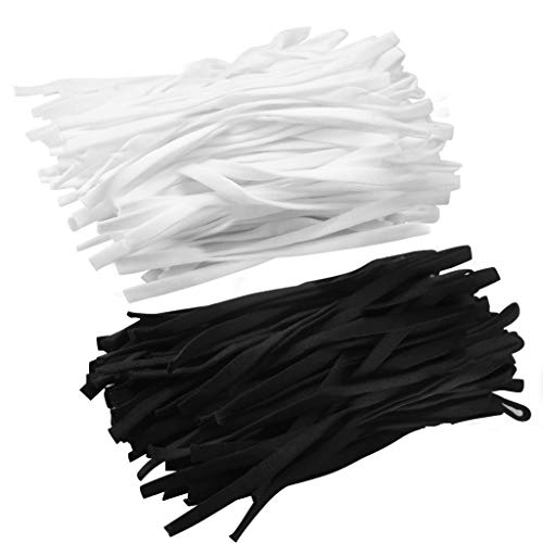 200pcs Elastic Bands Elastic Cord with Adjustable Buckle White Elastic Cord Bands Flat Elastic Cord Black Earloop Elastic Cord Stretchy Elastic Cord 5mm Elastic Band for Sewing DIY Crafts Making