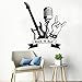 Cool vinyle stickers muraux rock rock guitare microphone musique autocollants décoration de la maison musique bar A9 62x42cm